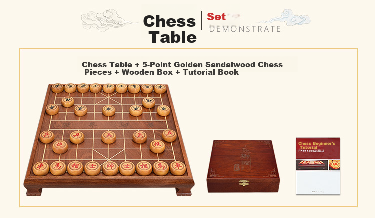 Yusheng Large Chinese Chess Table Solid Wood Chessboard Adult High-End 5mm Golden Sandalwood Xiangqi Set Desktop Board 4