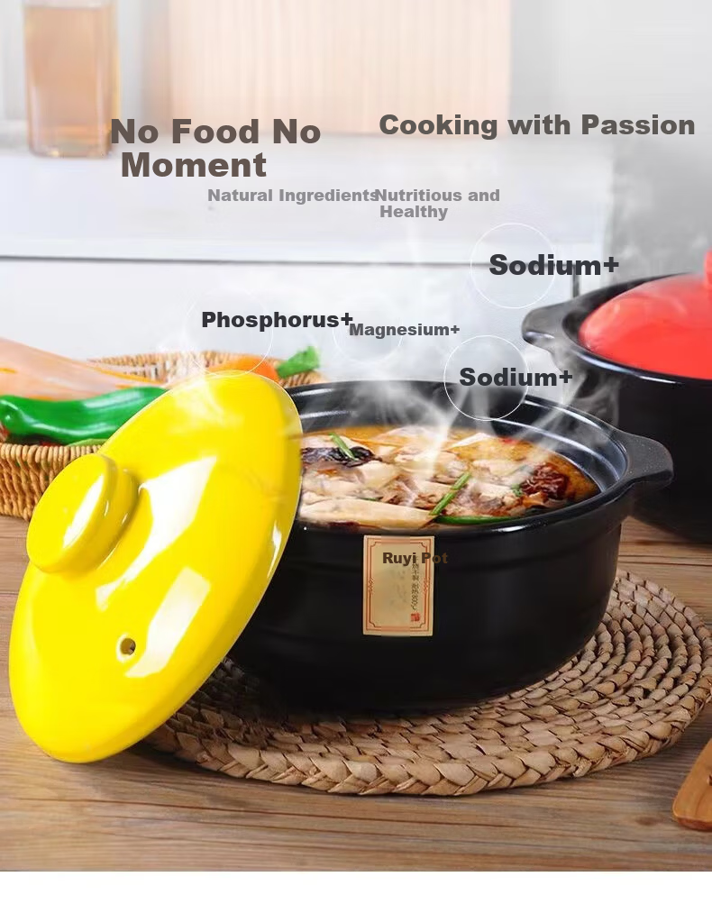 IJARL Ceramic Casserole Pot 1.8L Small Stew Pot for Home Claypot Rice Soup Herbal Medicine Fireproof Health Cooking Pot Ruyi Pot 2
