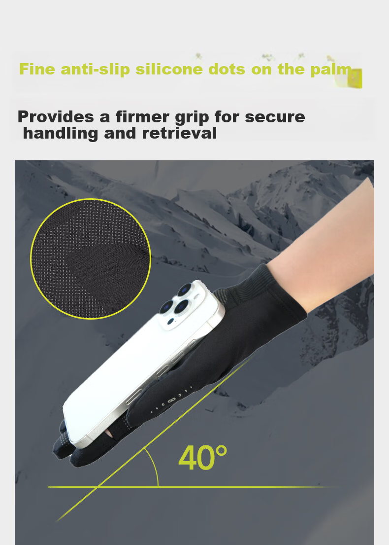 Feibit Thin Fleece Gloves 3.0 Unisex Running Outdoor Warm Touchscreen Cycling Cold-Resistant Classic Black S 11
