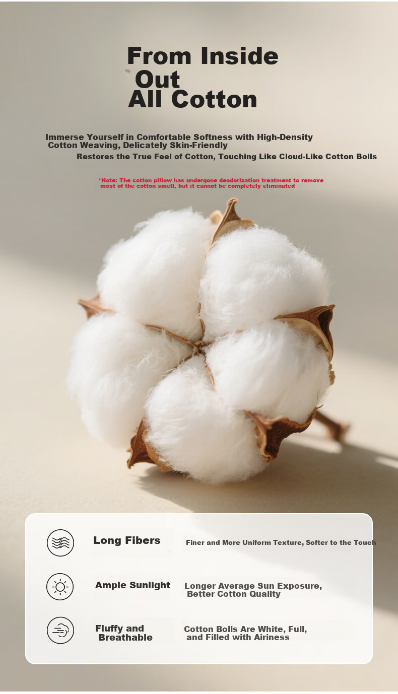 Grace A-Class Pure Cotton Pillow Core 100% Cotton Pillow for Adults Neck Support Pillow 3