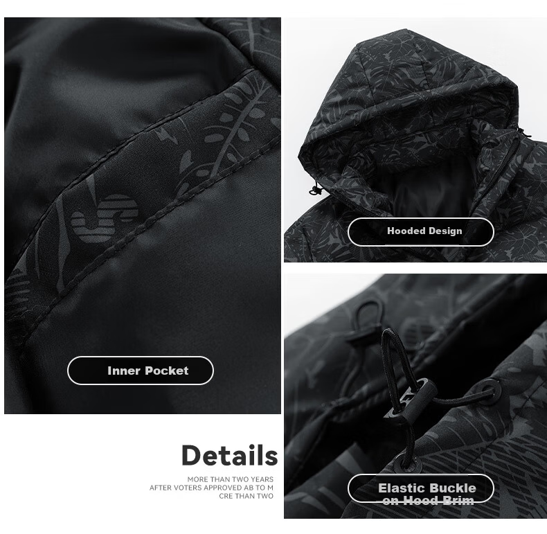 NASA MARVEL Men's Winter Padded Cotton Jacket Fleece Lined Thickened Hooded Outdoor Casual Trendy Coat 4