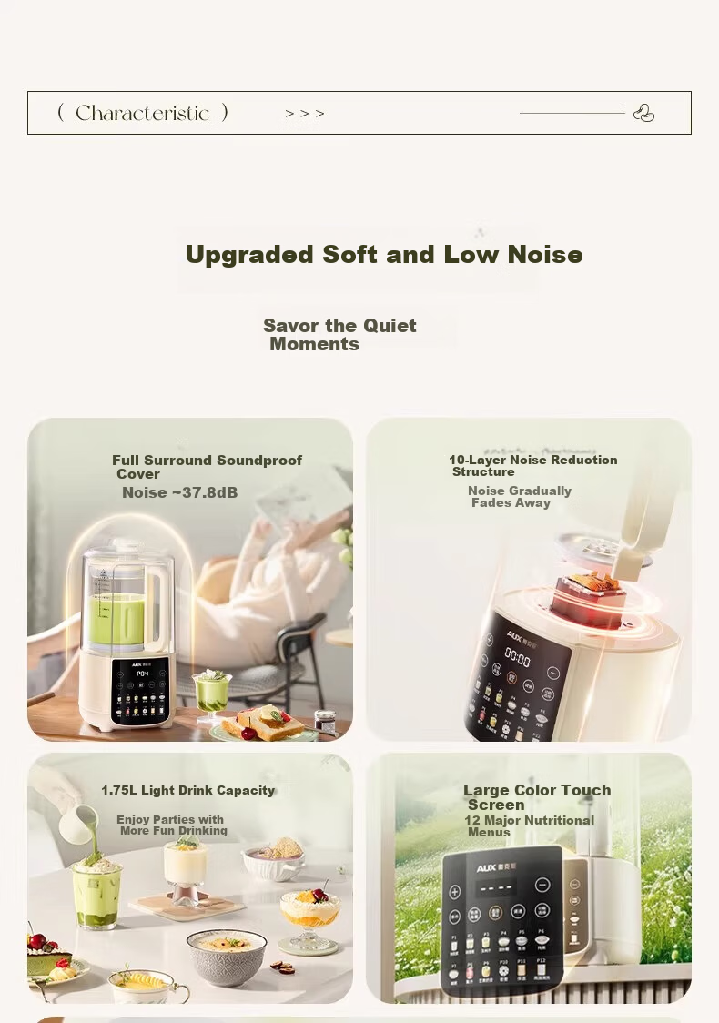 AUX 1.2L Titanium Blade Multifunctional Household Blender Soy Milk Maker Juicer 2025 New Model Small Grain Grinder Food Processor 3