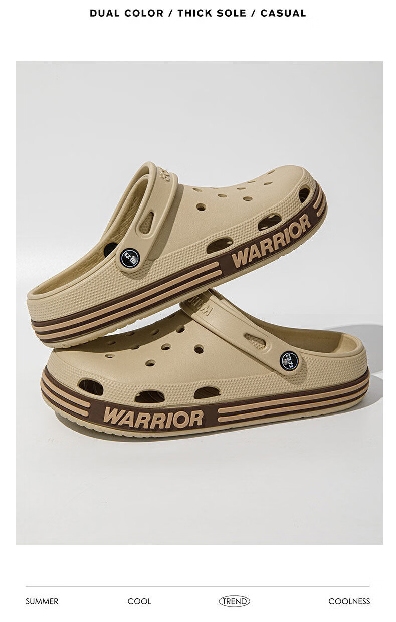 Warrior Men's Outdoor Casual Slippers Soft Thick Sole Sports Beach Shoes SDJ-0237 Khaki Size 42 8