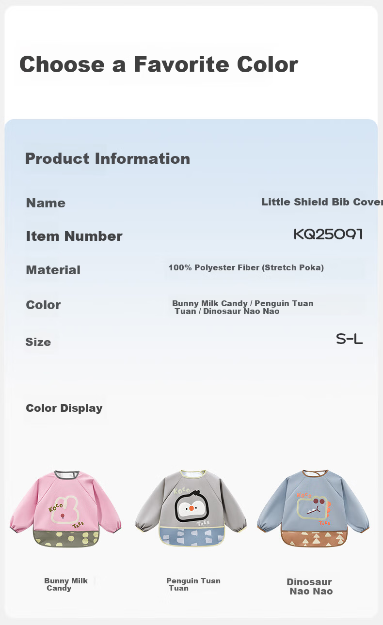 Kocotree KK Tree Kids Waterproof and Stain-Resistant Bib Baby Feeding Smock Three-Proof Apron 21