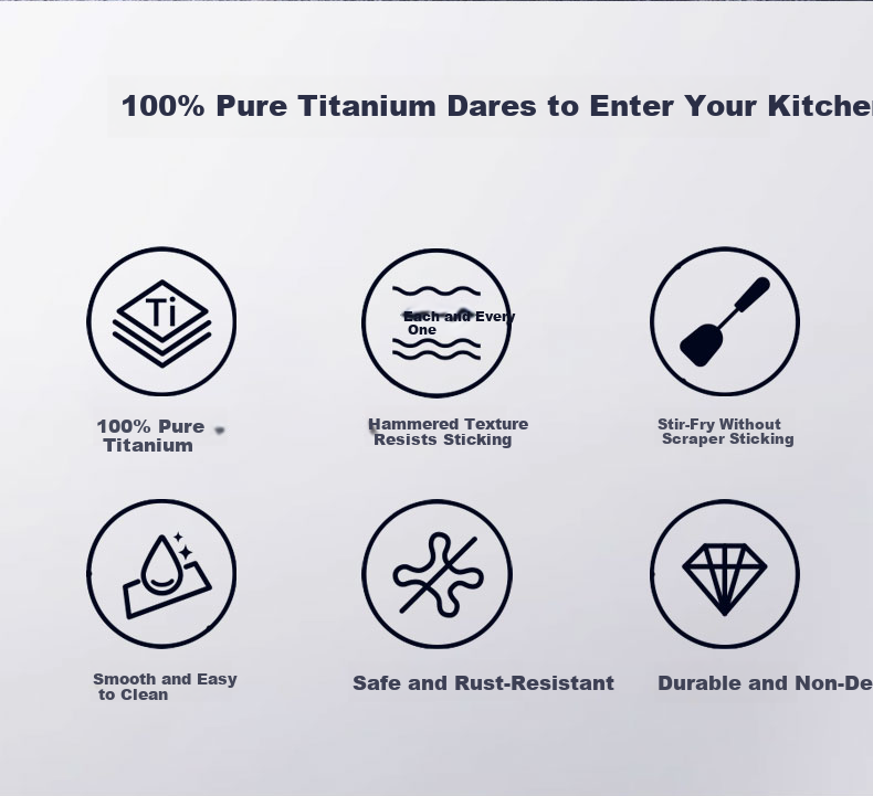 Robam Titanium Frying Pan Pure Titanium Non-Stick Coating-Free Wok Hammered Texture Low Oil Smoke Pan Compatible with Gas and Induction Cookers 32cm 5