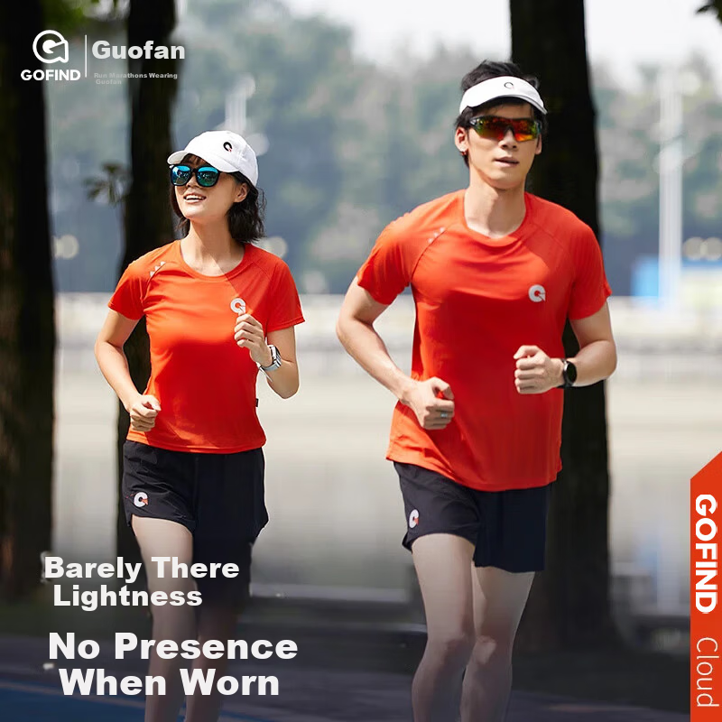 Guofan Summer Lightweight Breathable Sweat-Absorbing Quick-Dry Marathon Running Sports T-Shirt Short Sleeve Unisex Fitness Outdoor Top