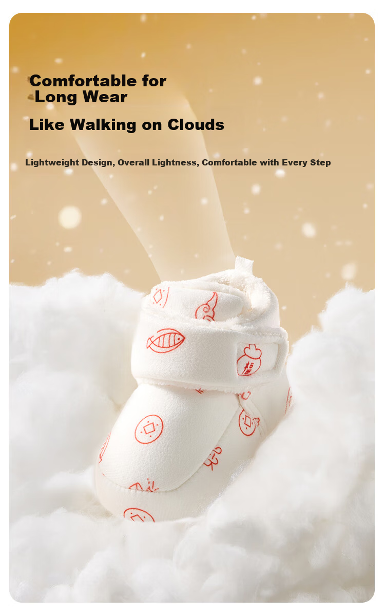 AIBEDILA Infant Walking Shoes, Autumn And Winter Style, 0-12 Months Pre-Walking Shoes, Soft-Soled Cotton Shoes for Young Infants, Warm for Winter 5