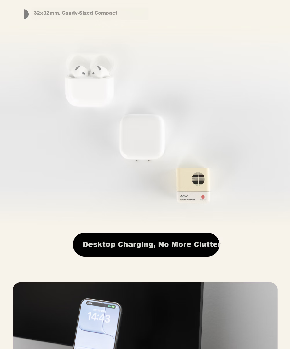 CANDYSIGN Sugar Factory Hard Candy A 40W GaN AVS Fast Charger PD3.2 for iPhone 17/16 iPad Apple Android Type-C 8