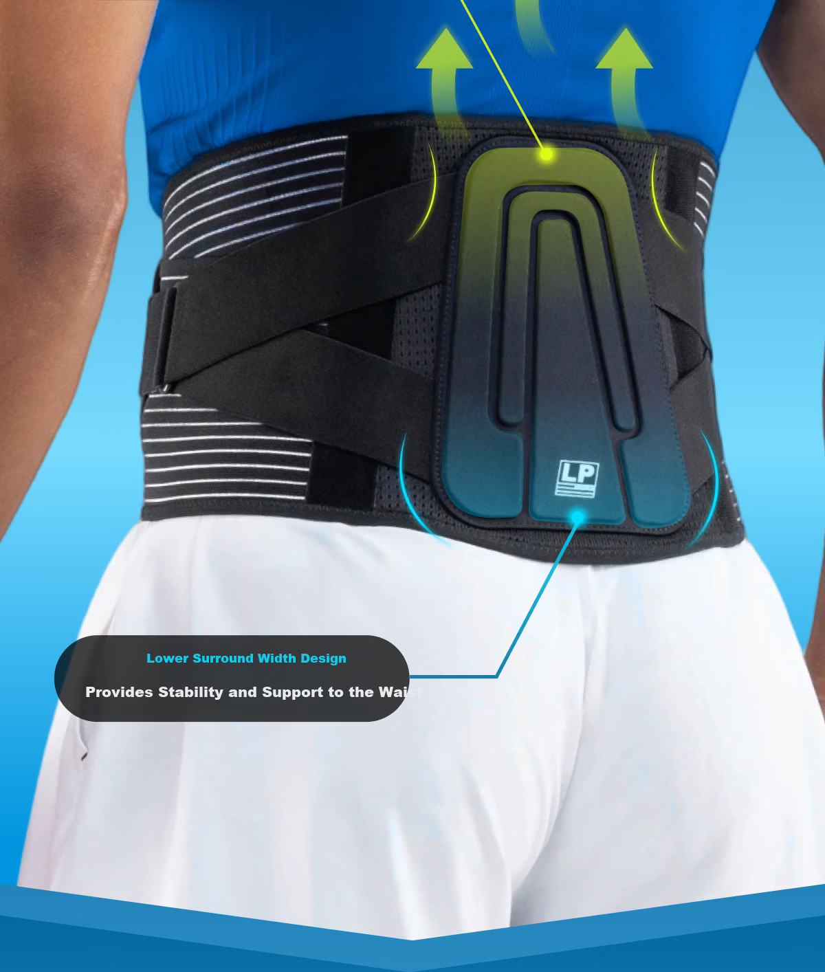 LP 1517CK Men's Waist Support Belt Fitness Training Professional Basketball Waist Trainer Running Squat Abdominal Belt Black L/XL 22