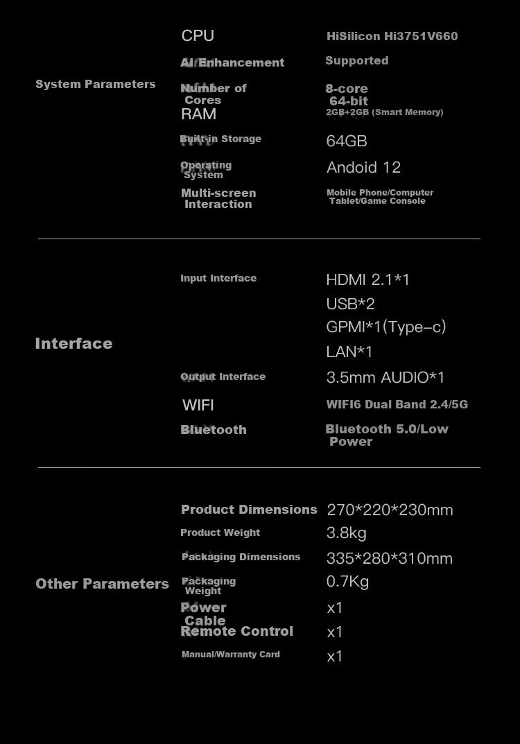 Signyean RS80 Ultra Projector, Home Ultra HD, 2026 New Model, Living Room Bedroom Home Theater, 1300CVIA GPMI Honghu Audio 2.0, Hisilicon V660 44