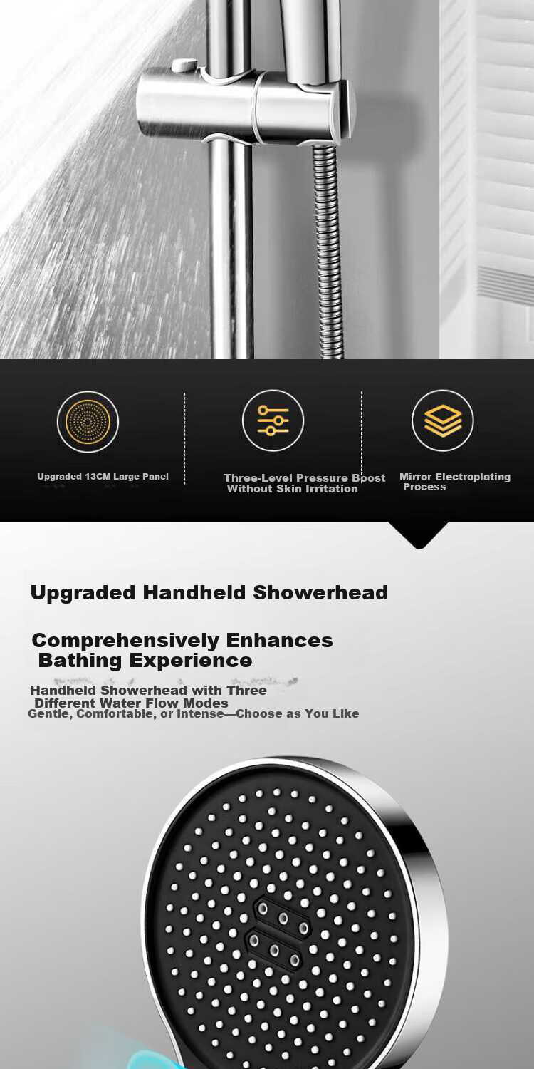Del 28-Year Brand Shower Faucet Set Simple Mixing Valve Bathroom Hot and Cold Large Water Flow Shower Head 12