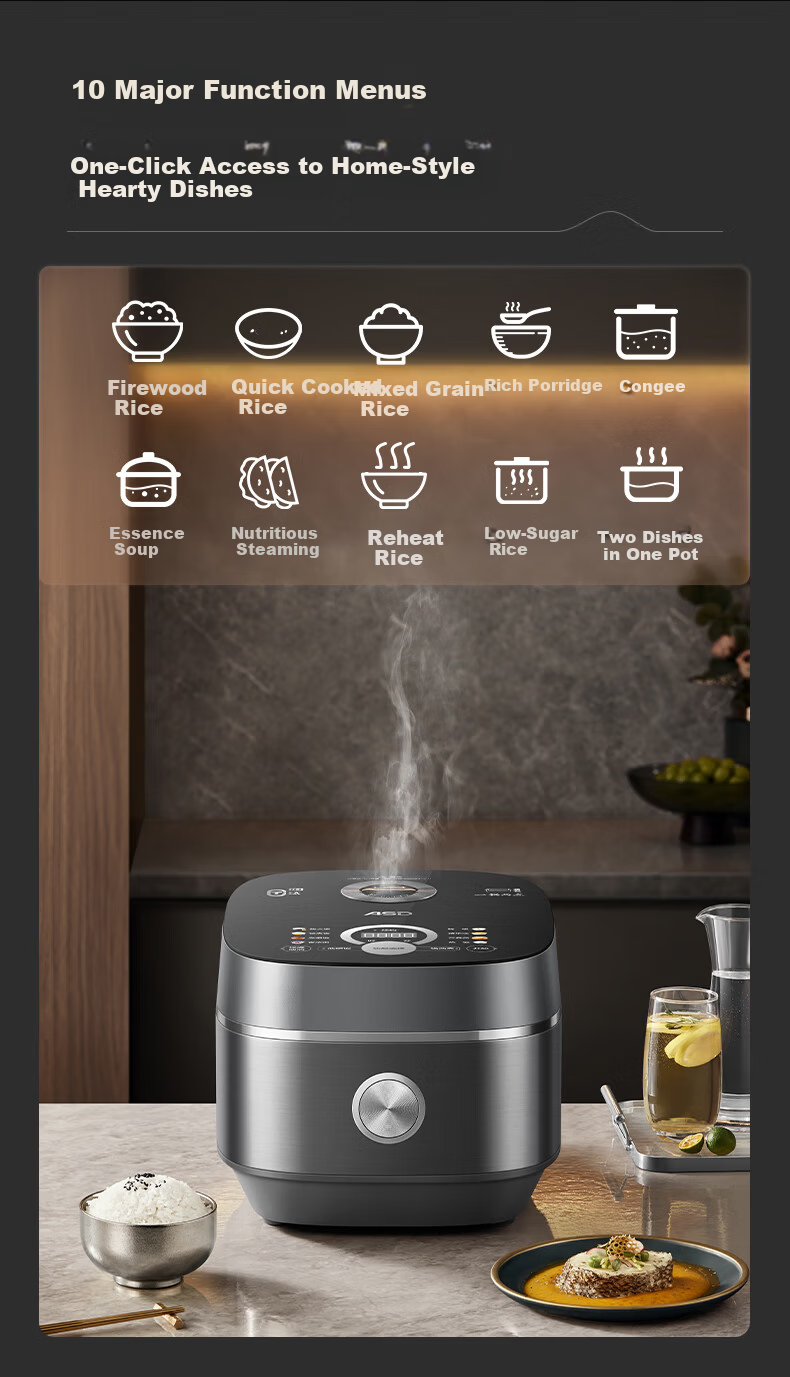 ASD 4L Rice Cooker for 4-5 People, Pure Titanium 0-Coating Spherical Inner Pot, Grade 1 Energy Efficiency, Low Sugar Rice Cooker, High-End IH 3D Heating Multifunctional Rice Cooker with Smart Color Sc 7