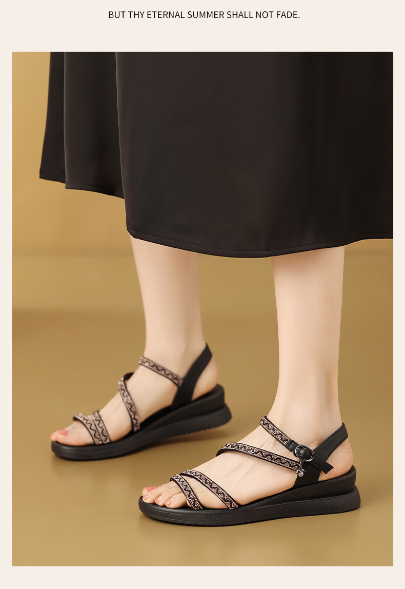 MULINSEN Women's Summer Low-Heel Sandals, Outdoor Beach Shoes, Fairy Style Single Strap Platform Sandals, Beige, Size 38 13
