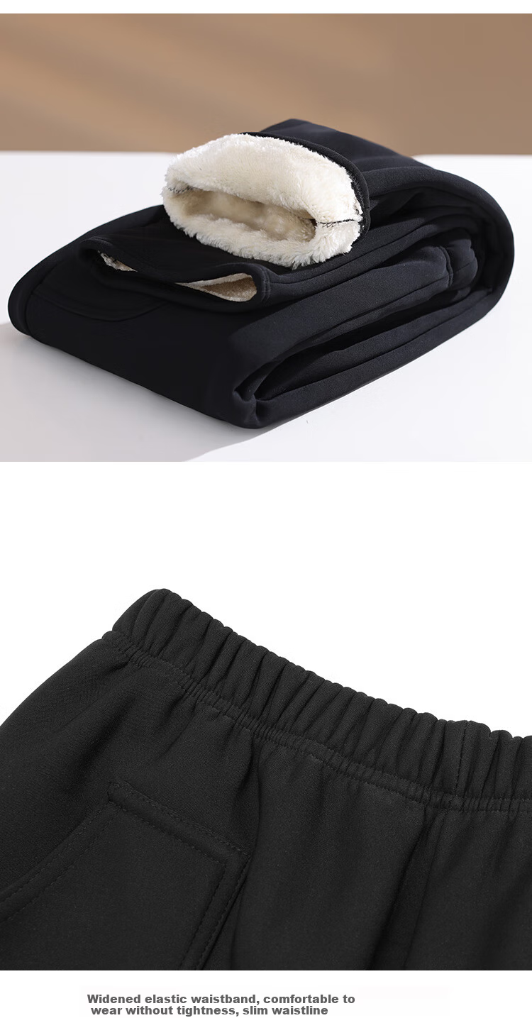 Pastel Windproof Thickened Fleece-Lined Winter Tapered Pants Elastic High Waist Middle-Aged and Elderly Mom Black L 28