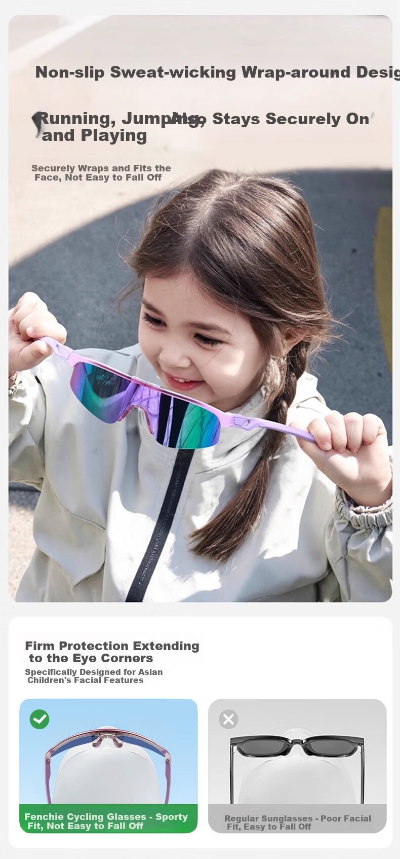 FENCHI Kids Folding Cycling Sunglasses UV Protection Outdoor Sports Bicycle Goggles for Boys and Girls 10