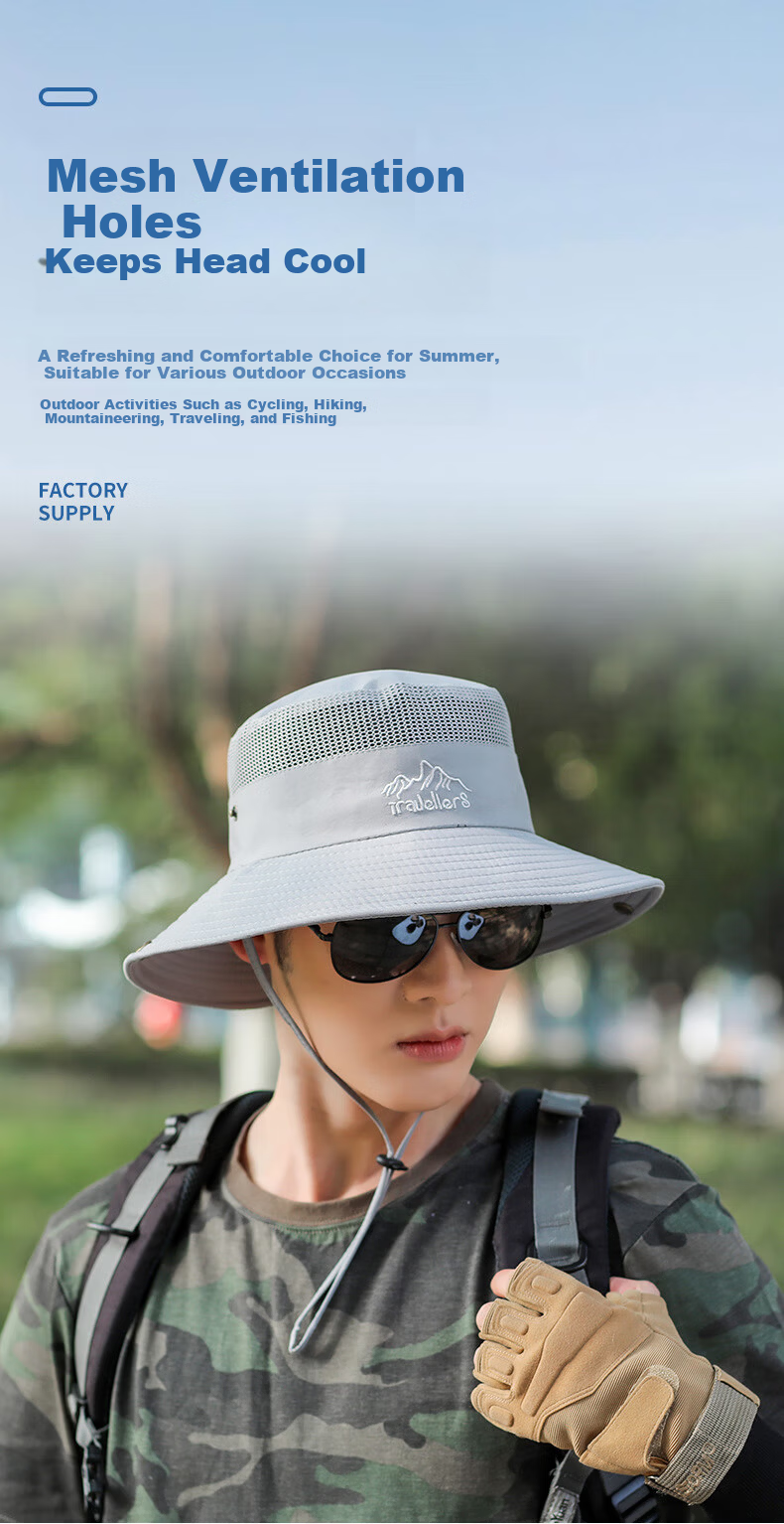 XUEXIMAN Men's Outdoor Fisherman Hat Foldable Sun Hat Fishing Cap for Men 3