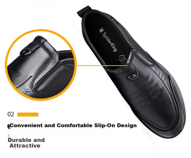 SPIDER KING Men's Height-Increasing Leather Shoes, Versatile Cowhide Casual Shoes in Small Sizes, Breathable Soft Sole And Soft Leather, Black, Size 35 4