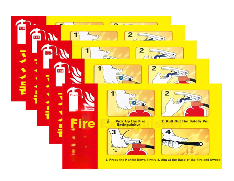 Yiju Changning Fire Extinguisher Usage PVC Fire Equipment Placement Safety Warning Sign 30x40cm 5-Pack 6