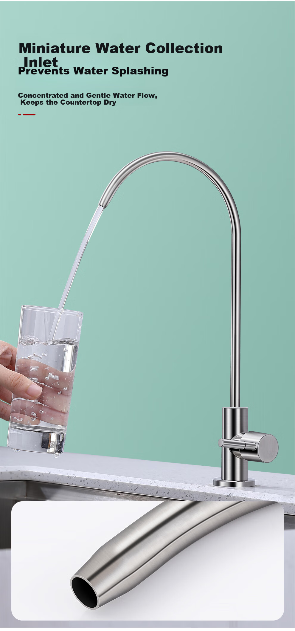 CVBAB Direct Drinking Kitchen Faucet Single Cold Tap 304 Stainless Steel Purifier Faucet 1/4" and 1/2" Connector CV1285 6