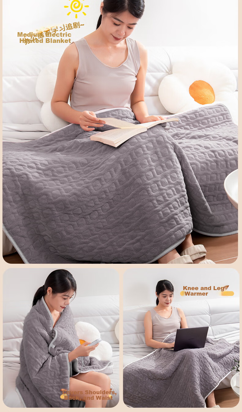 CHIGO Heated Shawl Electric Blanket Electric Heating Throw Timed Washable 1.5m x 0.9m Heated Cover Blanket 6