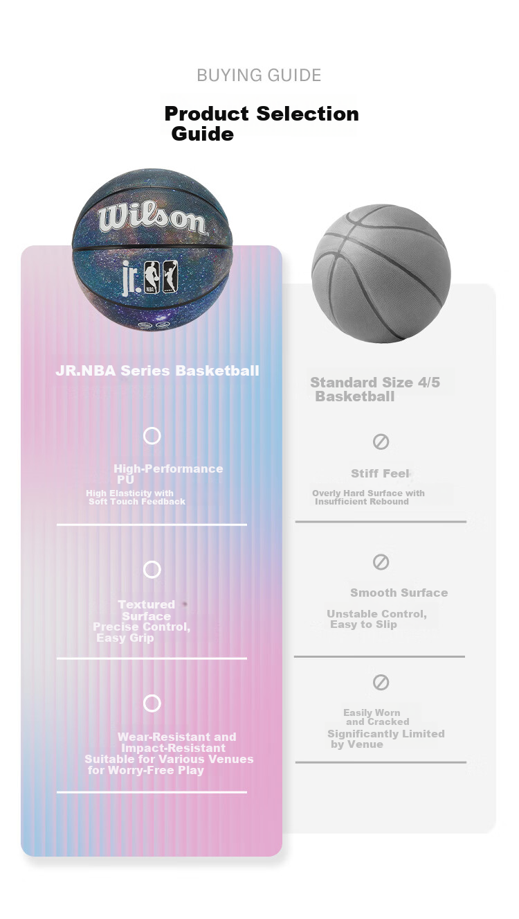 Wilson Jr. NBA Starry Sky Color Indoor/Outdoor Youth Basketball Size 5 for Kids Ages 6-12 11
