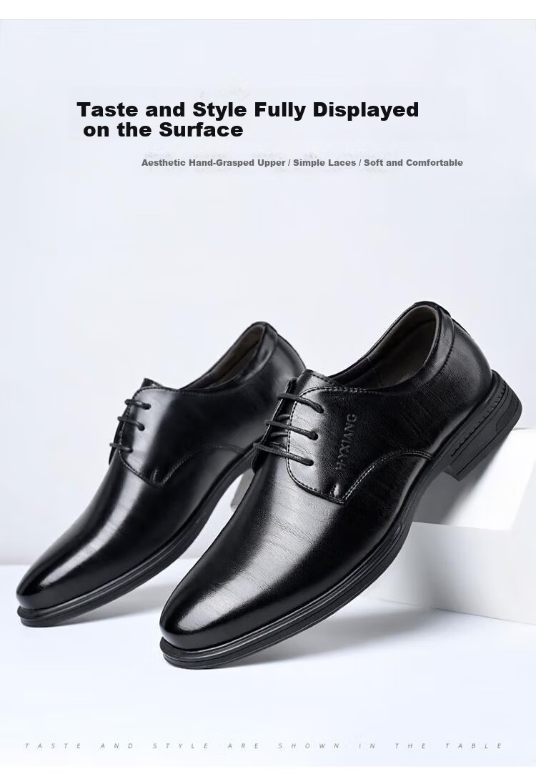 Hengyuanxiang Men's Business Casual Lace-up Derby Dress Work Wedding Shoes J6325 Black 41 5