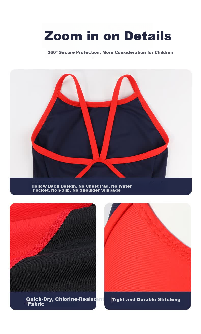 YINGFA Kids Girls One-Piece Triangle Professional Swimsuit Vacation Student Racing Training Swimwear 10