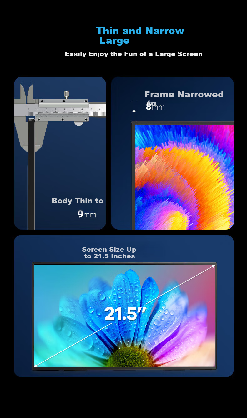 Eimio 21.5-inch Portable Monitor 100Hz High Refresh Rate Low Blue Light Eye Protection Secondary Screen for Laptop Gaming PS5 Wall Mount Support E215 11