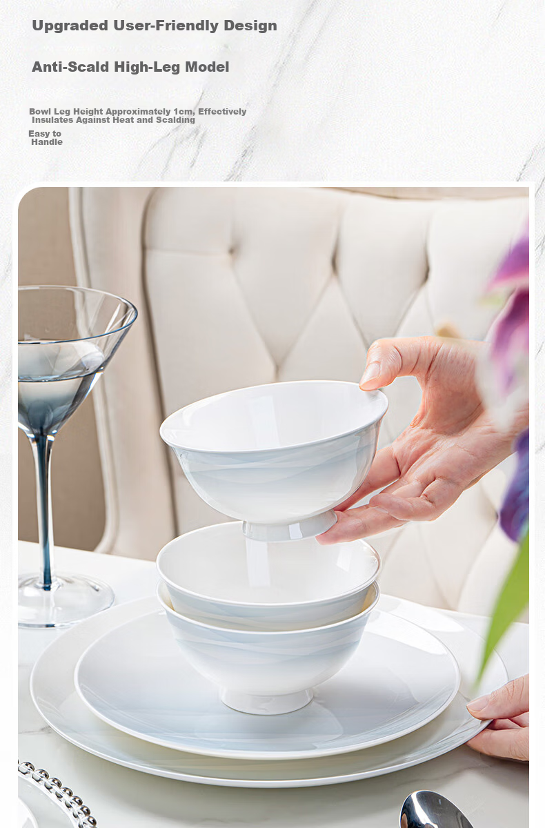NINE CRANES Jingdezhen Premium Gradient Tableware Set High-End Bowls and Plates Home Use Stylish 5