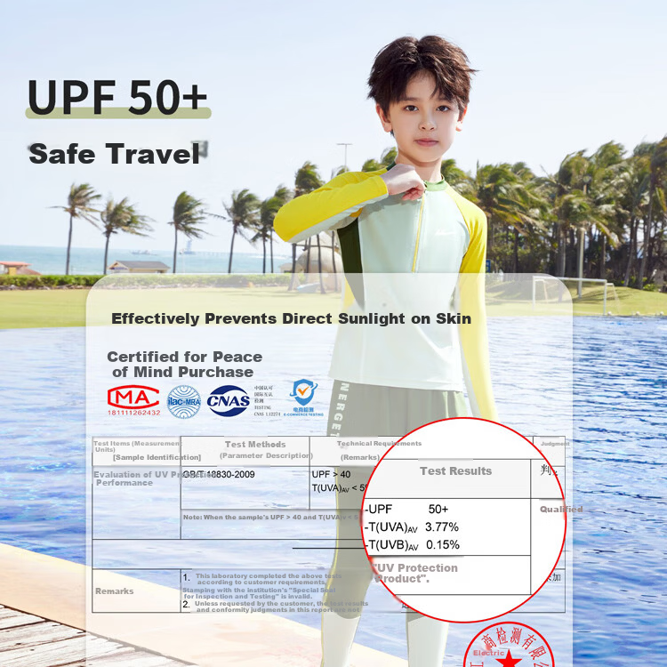 Warrior Children's Swimwear Boys' Thermal Split Long Sleeve Long Pants Sun Protection Swimsuit 36097H2K Green Size 120 3