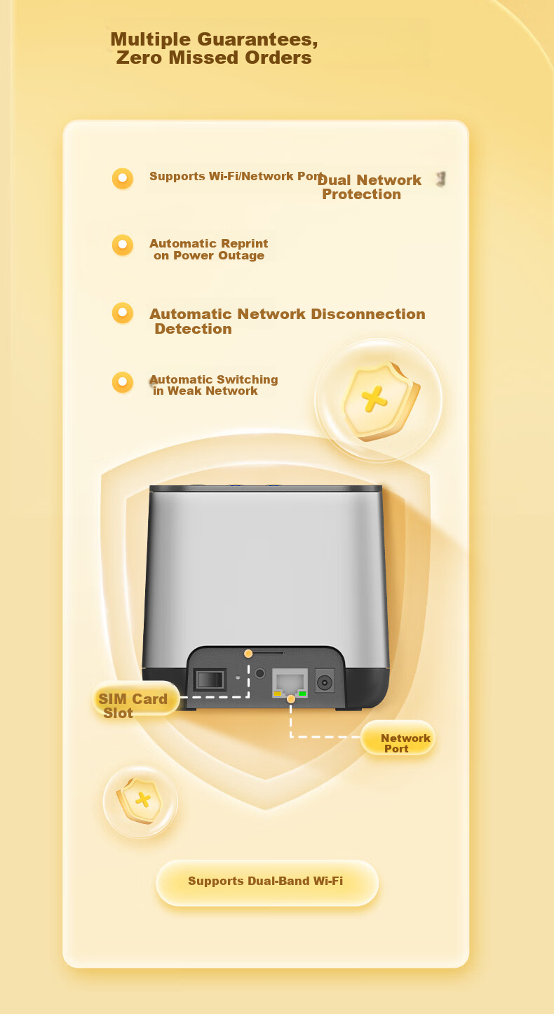 Meituan Takeout Printer, Fully Automatic Order Acceptance MT5C-AE, Automatic Paper Cutting, 4G Network Cable, Pharmacy And Restaurant Use, Hunger-Proof, Jingdong Takeout Cloud Printer with Voice Broadcast 1