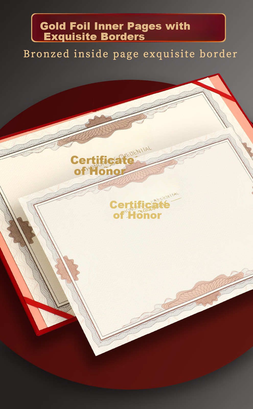 Longe 【10-Pack】Honor Certificate Award Certificate Outstanding Employee Award Red Cover High-Grade Gold Stamping Material 8