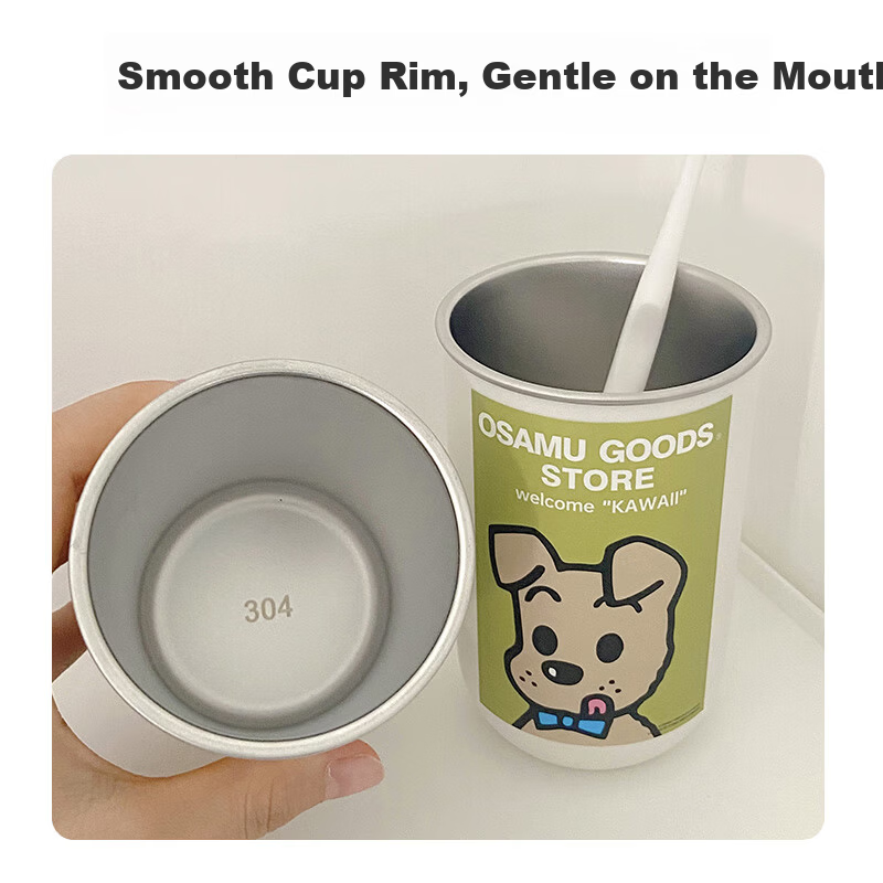 40,000km 304 Stainless Steel Mouthwash Cup Cute Toothbrushing Cup Children's Toothbrush Cup Couples Household Tooth Jar Wash Cup Student
