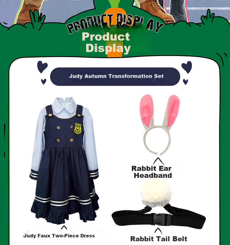 Disney Zootopia Sam Style 2026 Summer Kids Girls Bunny Short Sleeve Dress 130 CM 5