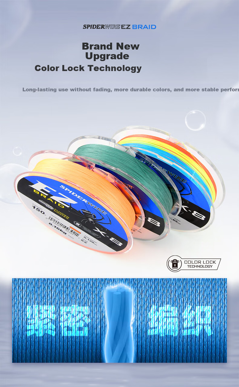 SPIDER WIRE 8-Strand PE Lure Main Line Dyneema Fishing Line Long Cast Braided Line 0.6# 150m Multi-Color per 10m 7