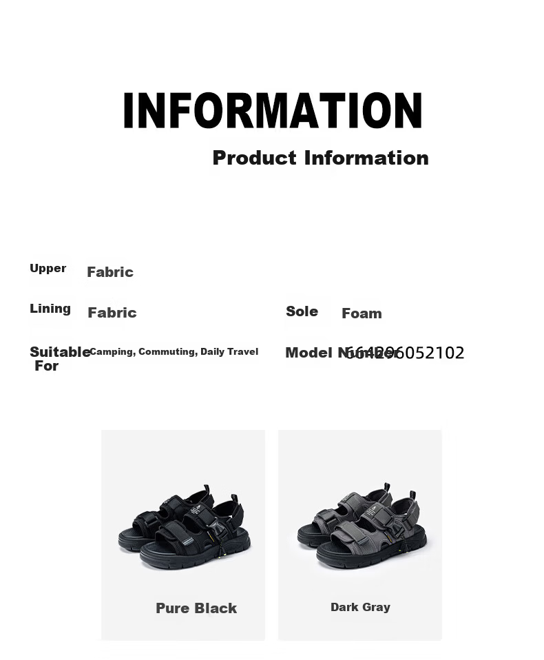 Mark Fairwhale Men's Sandals Outdoor Summer 2026 New Dual-Use Slippers Men's Beach Shoes Pure Black Size 40 8