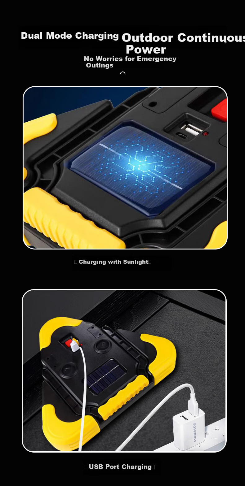 40,000km LED Triangular Warning Light Multifunctional Car Parking Emergency Tripod Safety Warning Sign Solar Charging 7