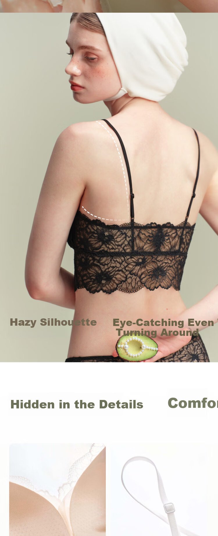 Suki Ryohin [Little Rose] Padded Camisole Lace Trim Sexy Backless Bra Lingerie Gift for Girlfriend 6
