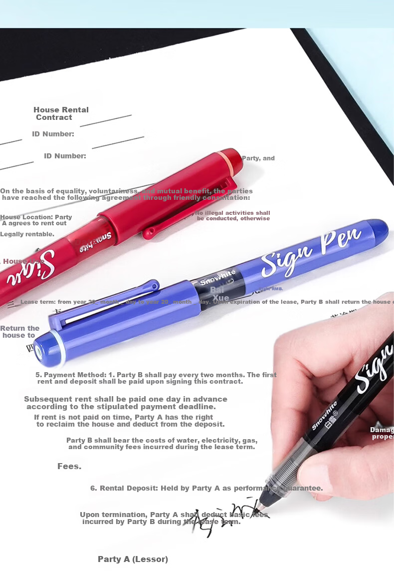 Snowhite 1.0mm Liquid Ink Gel Pen Soft Tip Black Neutral Pen Handwriting Practice High-Value Business Office Signature Liquid Ink Large Capacity Red Pen S1 Red 3-Pack 7