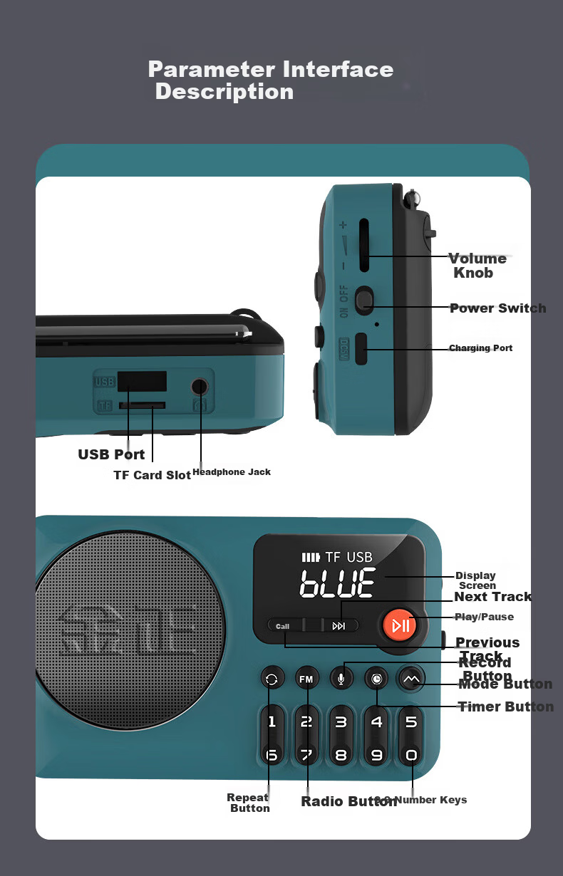 NINTAUS C38 Pure Radio, New Multi-Band Radio for Elderly, Mini Portable Small Full-Band Semiconductor Rechargeable Player, FM Tuner, Personal Radio for News 13