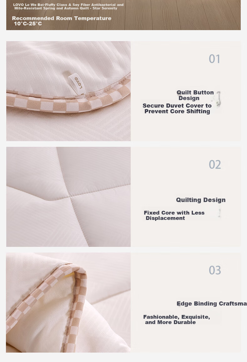 LOVO Luolai Home Textiles Class A Antibacterial And Anti-Mite Soybean Quilt, 50% Winter Comforter, Duvet Insert, 200*230cm, Blue 10