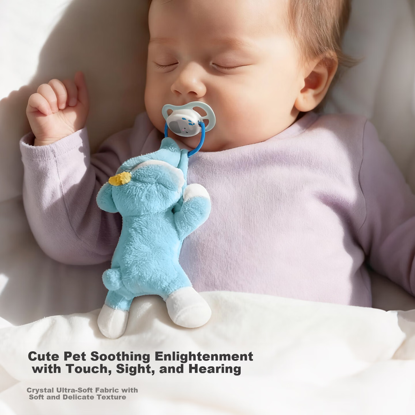 AVENT Philips Soothing Plush Hand Puppet Pacifier Clip Doll 0-1 Year Old Comfort Toy Sleepy Elephant