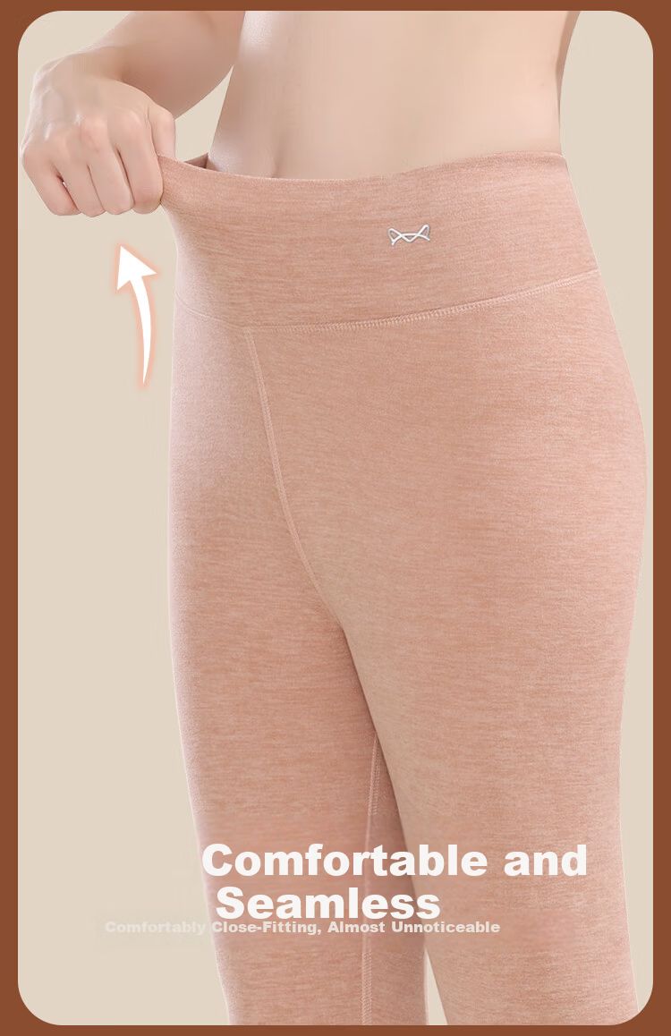 MiiOW Cashmere And Silk Thermal Underwear for Women, Warm Seamless Leggings, High-Waisted Slimming Base Layer Pants, New 2026 Peach Pink 9