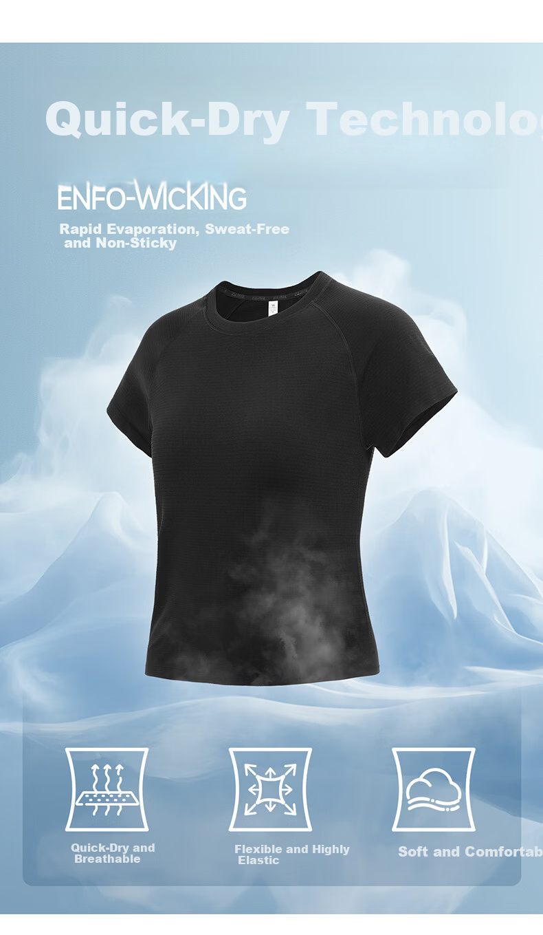 CAMEL Quick-Dry Sports T-Shirt Women Breathable Running Training Short Sleeve Top Y26BK1L3018 Jade White L 2