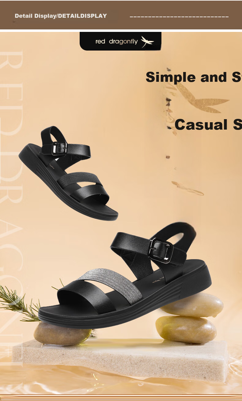 RED DRAGONFLY Soft Sole Leather Sandals Women Wedge Comfortable Beach Shoes WTK233812 9