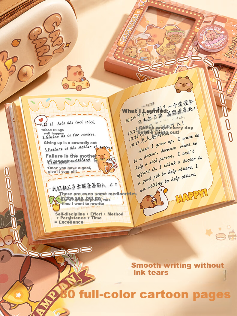 Kaba Bear High-Value Pocket Portable Notebook 80 Pages Gashapon Fun Full-Color Capybara Notebook 5