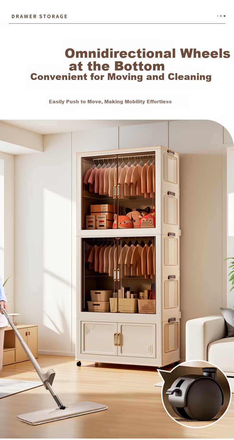 Quanpinwu Children's Wardrobe Easy No-Assembly Baby Clothes Storage Cabinet Bedroom Plastic Storage Cabinet Household Shelving Unit 2
