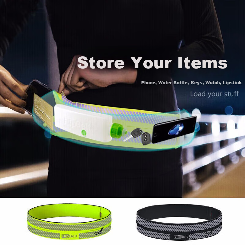 Feibit Night Running Waist Bag Running Sports Close-Fitting Fitness Marathon Gear Mountaineering Waist Belt Atomic Yellow XL