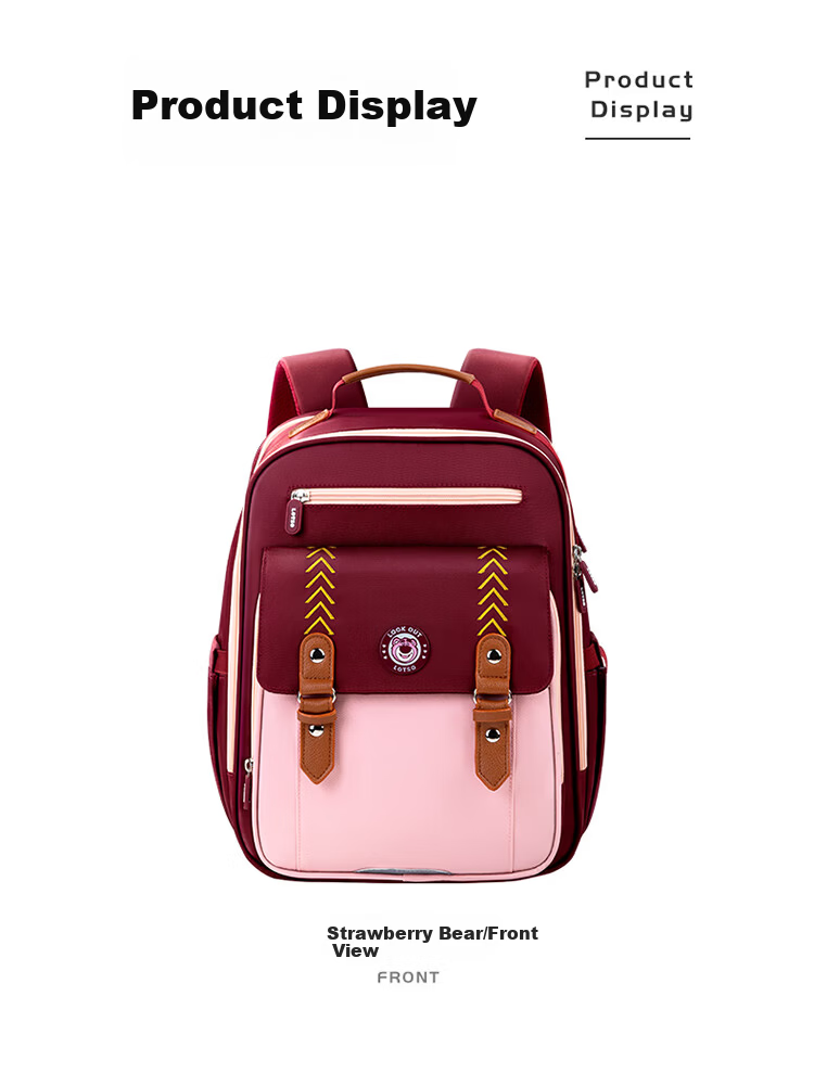 Disney Backpack for Primary School Students Grades 3-6, Spine-Protecting, Load-Reducing, Ultra-Lightweight, Large Capacity, Anti-Drop Children's Backpack for Boys And Girls, Strawberry Bear Desig 22