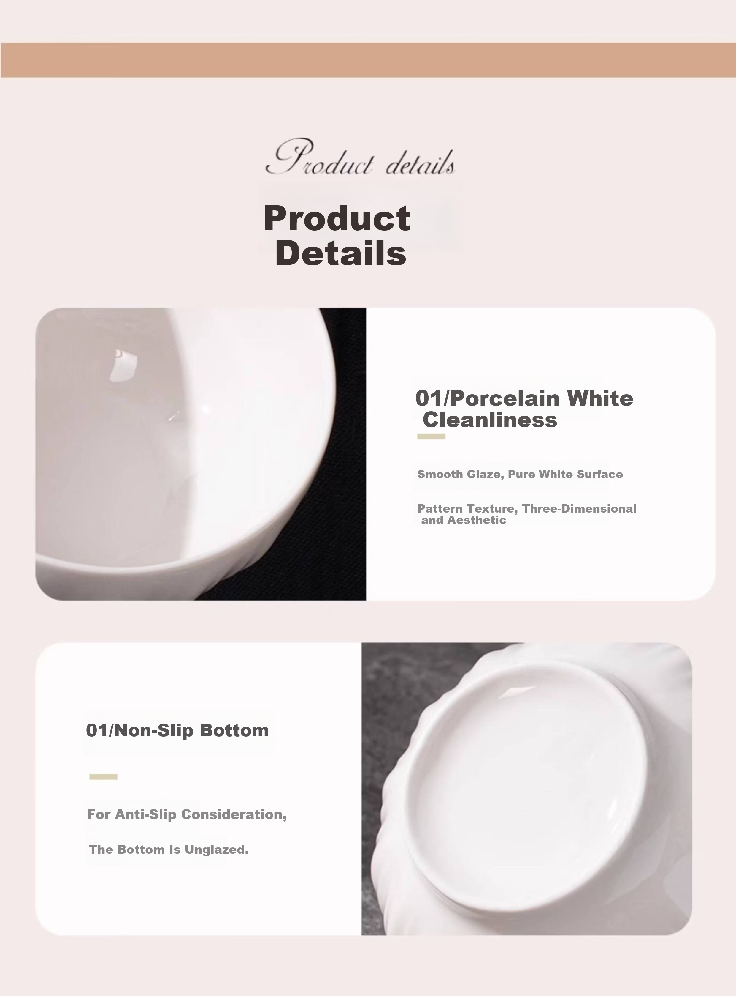 Jieyajie Ceramic Pure White Bowl Set 4.5 Inch Luxury Home Tableware 10-Piece Shengshi Pure White 21
